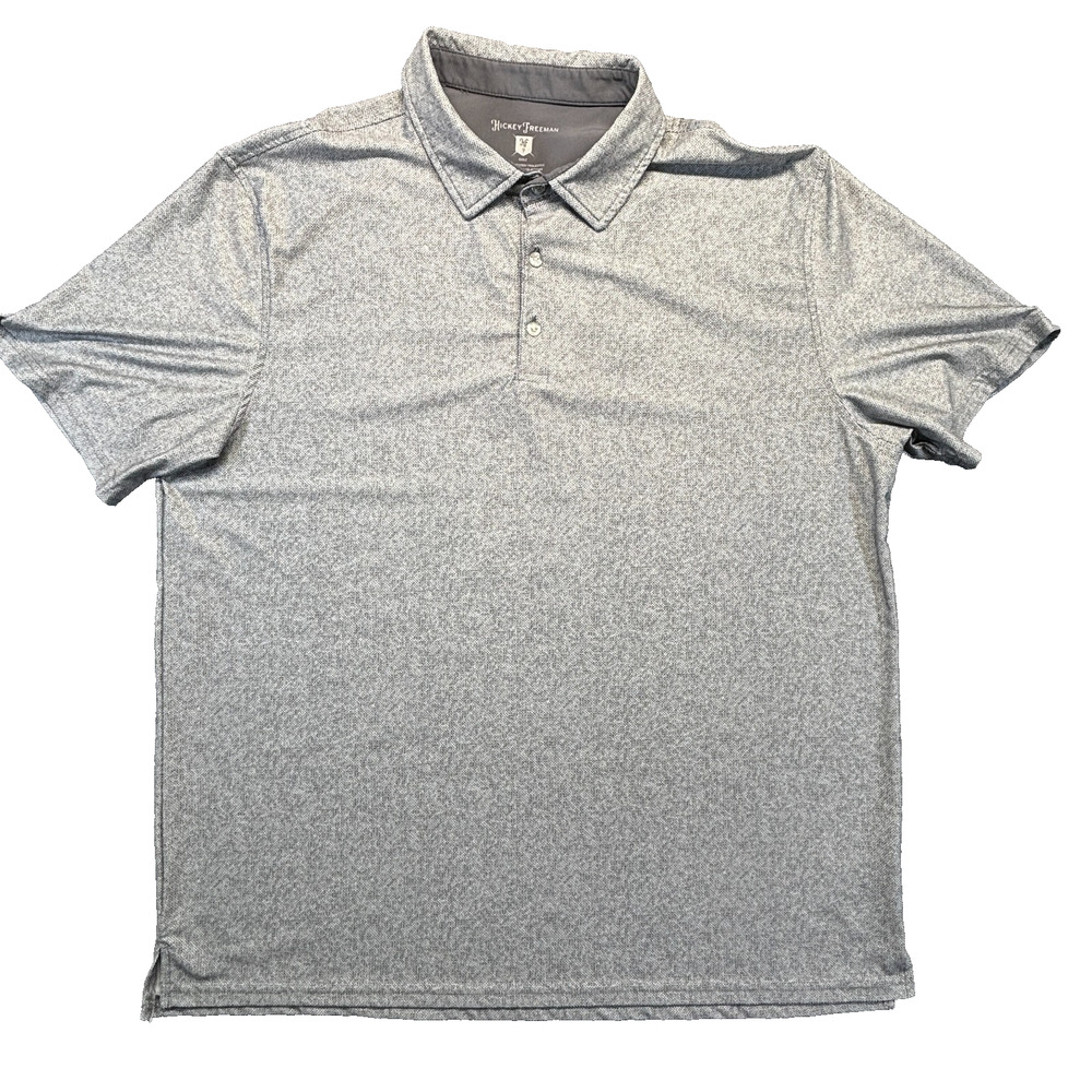 Hickey Freeman Golf Polo Shirt Mens XL Gray Geometric Performance Stretch